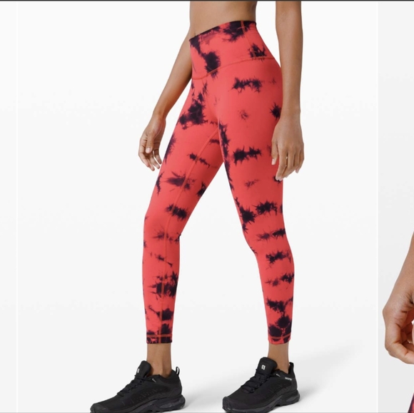Lululemon Wunder Train High-Rise Tight 25" Tie Dye Carnation Red Black Size 2 - Picture 1 of 8